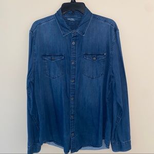 Calvin Klein Jean Casual Button Up Shirt Large Good Material